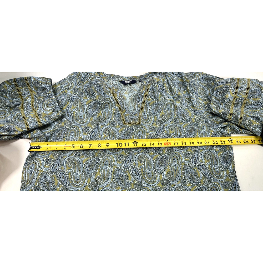 Lands End Tunic Shirt Top Womens XL 18 Paisley Green Blue Long Sleeve Boho - Picture 12 of 15